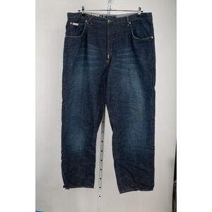 LRG Jeans Mens 42 Dark Blue Straight Leg Button Fly I14705C47 Streetwear Denim